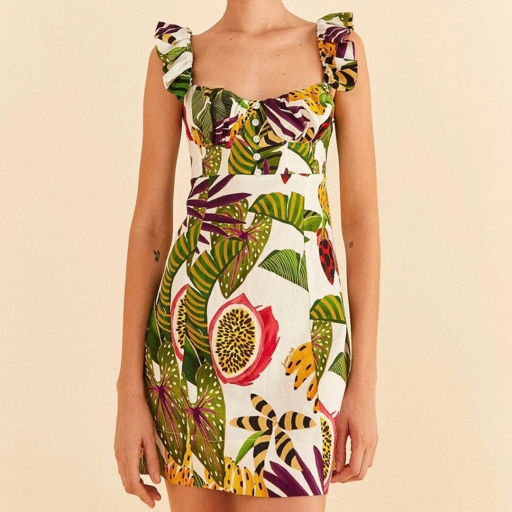Farm Rio Striped Forest Mini Dress